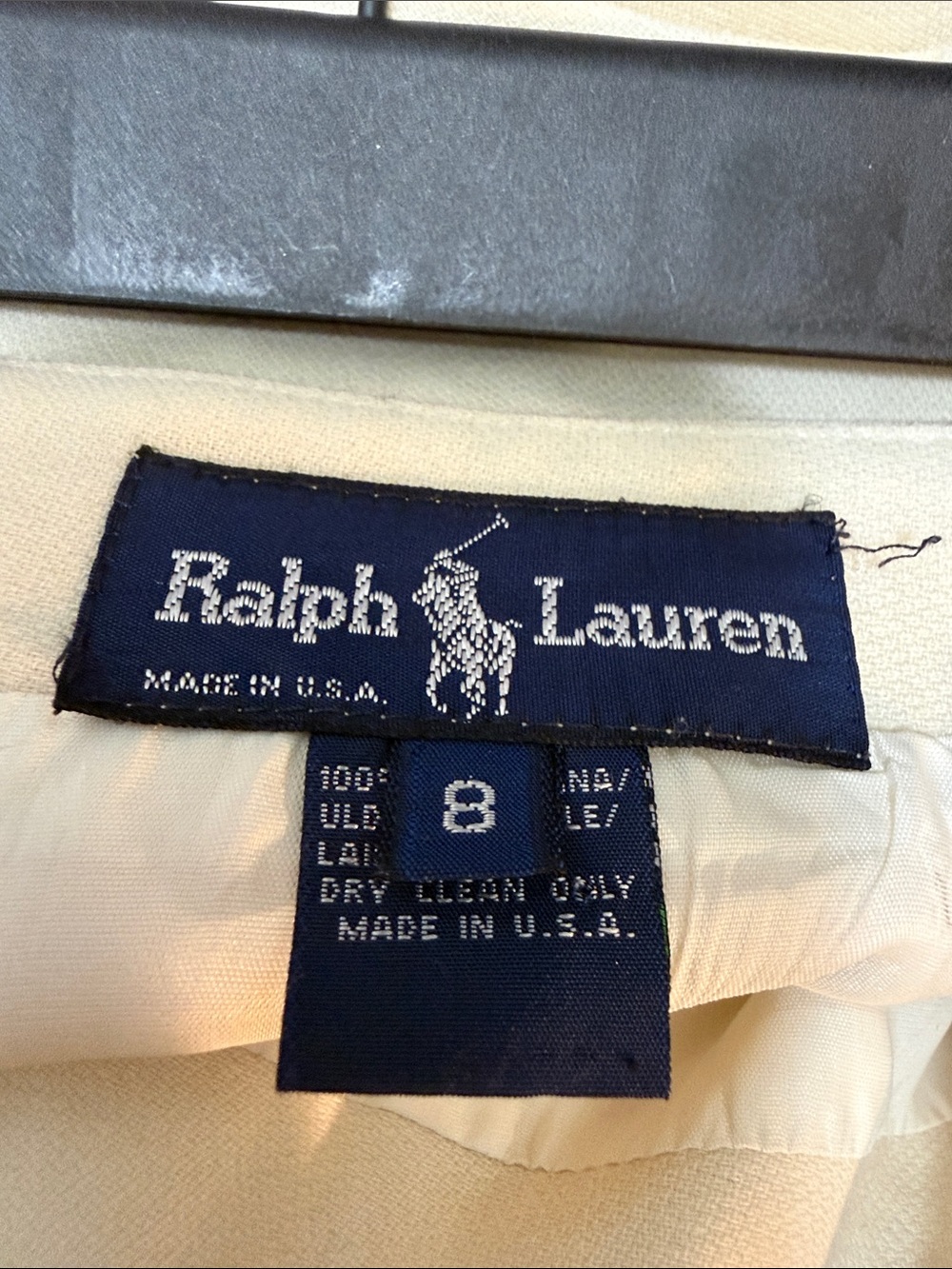 Ralph Lauren Navy Label on Cream Fabric